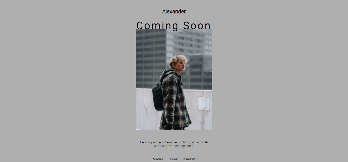 Personal Website with Coming Soon Style